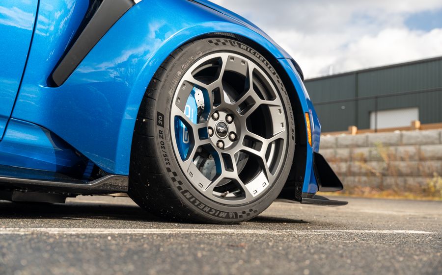 The Mustang GTD's front wheel and fender vent